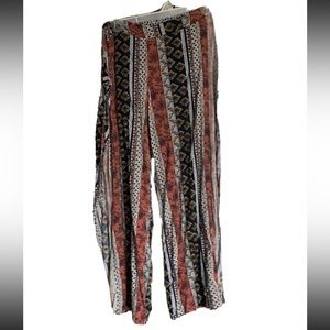"Papaya" Tribal Boho Western colored Pants (Size S) Tie On Front Of Pants